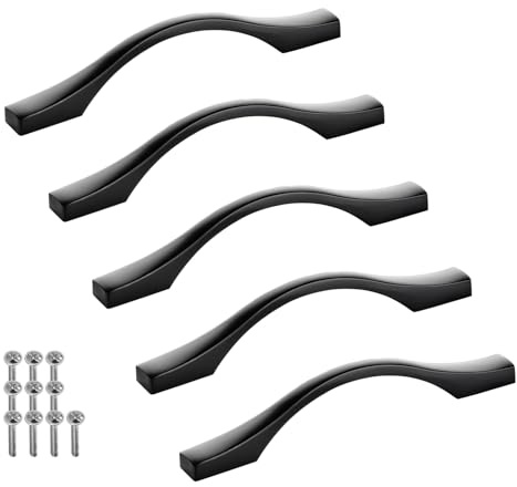 SOTECH 5 Stück Alu Möbelgriffe BLACKLINE XV BA 96 mm schwarz matt | (Länge 127 mm, Breite 13,5 mm, Höhe 30 mm) Design Küchengriff