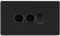BG Screwless Flatplate Matt Black 3 Gang Grid Switch 2x Trailing Edge LED Dimmer 1x 2 Way