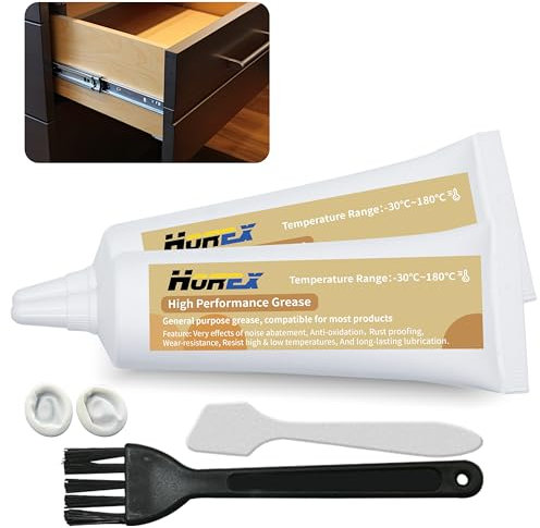 Horex 2pcs Drawer Slide Grease Cabinet Lubricant Door Hinge Window Sliding Rails Lithium Lube Anti Seize Squeak Rust Hardware Home Furniture Accessories for Kitchen Desk Dresser Closet Damper(20g*2)