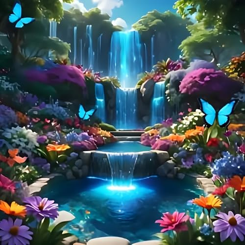 Jawecci Wasserfälle Diamond Painting Erwachsene, 5D Diamant Painting Bilder Erwachsene Anfänger, DIY Runde Steine Landschaft Diamant Kunst Set Diamant Malerei Kinder für Home Dekor 30x30cm
