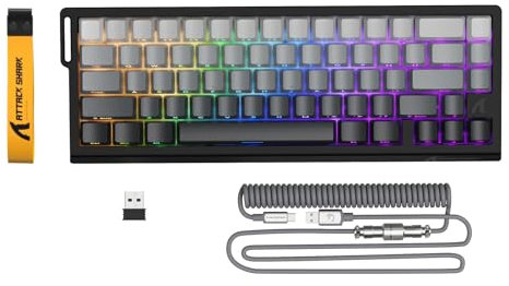 ATTACK SHARK X68PRO HE Clavier Gaming à Déclenchement Rapide sans Fil, Précision RT de 0,01 mm, Clavier Filaire à Effet Hall, 8000Hz, Actionnement Réglable, Snap Tap, RGB, C01 Câble – Dégradé Noir
