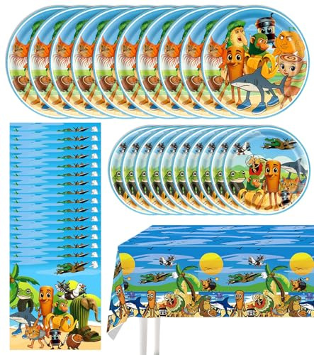 Italian Brainrot Party Tableware Set - Brainrot Paper Plates Napkins & Tablecloth, Brain Rot Tung Tung Sahur Tralalero Tralala Party Decorations