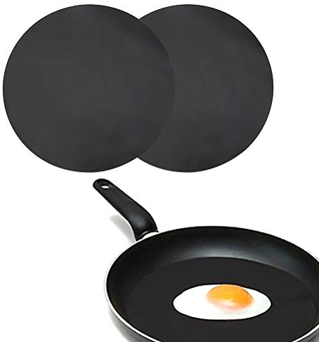 HEEPDD 2er-Pack Runde Antihaftbeschichtete Bratfolien Leicht zu Reinigen PTFE-beschichtet zum Grillen Backen und Kochen für Küche BBQ und Outdoor Cooking