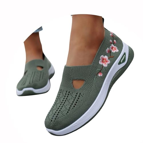 Scarpe Ortopediche Donna Estive Senza Lacci Scarpe Slip On da Corsa Camminare Comode Ginnastica Morbida Sneakers Traspiranti Leggere Antiscivolo Sneakers Diabetici Pianta Larga Sanitarie Outdoor Sport