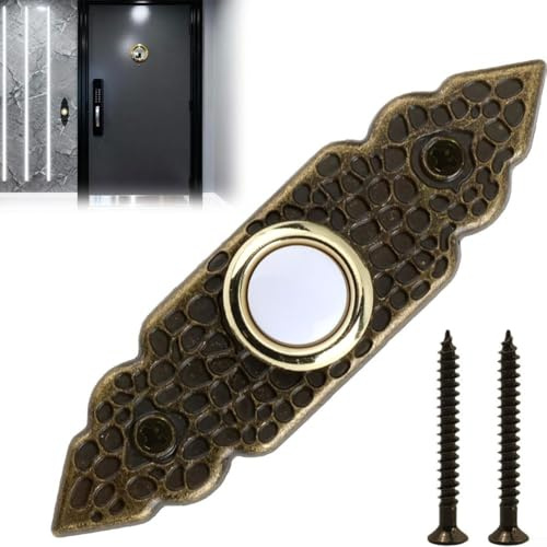 PureBowlic Pulsante campanello cablato stile vintage, bronzo sostituzione garage campanello interruttore per casa e giardino, plastica esterno/interno campanello push con viti