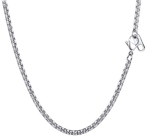 PROSTEEL Ankerkette 61cm/24 Herren Halskette Edelstahl 3mm breit massiv Runde Venezianierkette Gliederkette Silber Biker Punk Rock Schmuck für Männer Jungen