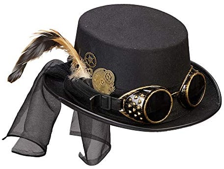 W WIDMANN MILANO Party Fashion 60814 - Steampunk Zylinder, mit Brille und Zahnrad, viktorianische Steal, Kopfschmuck, Accessoire, Kostümzubehör, Mottoparty, Karneval