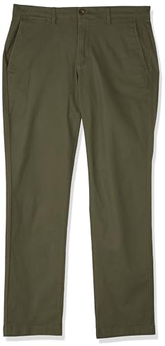 Amazon Essentials Herren Legere Stretch-Chinohose mit schmaler Passform, Olivgrün, 34W / 34L