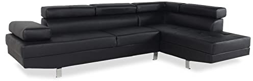 INTENSE DECO Canapé d'angle Droit avec têtières relevables Charly Noir