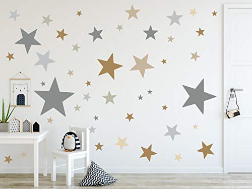 timalo® 120 Stück Wandtattoo Kinderzimmer XL Sterne Pastell Wandsticker – Aufkleber | 73079-SET2-120