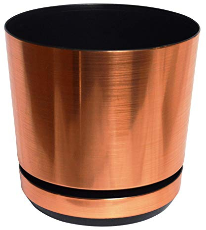 KORAD COPPER flower indoor plant pot with saucer plastic gloss modern decorative planter with drainage holes (5.6 inches (14 cm), Copper)
