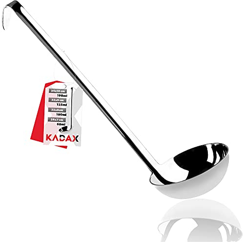 KADAX Louche à Soupe en Inox, Louche en Acier Inoxydable avec Long Manche pour Servir des Potages, Ustensile de Cuisine de Qualité Supérieure (9cm / 125ml)