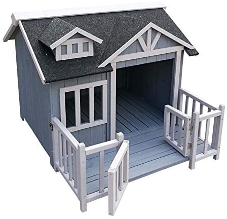 Cuccia per cani Luxus XL con patio in legno per uso esterno