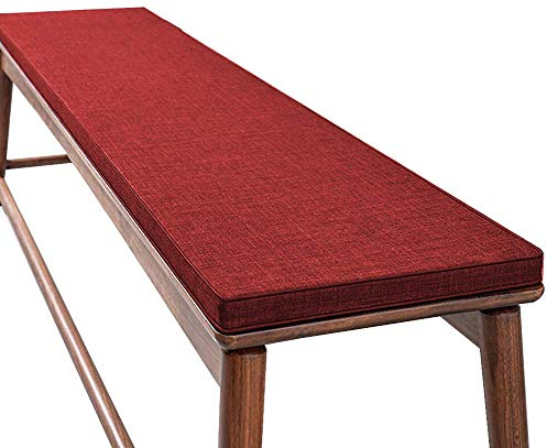 ZINN Weichschaum-Bankkissen, 3 cm dick, für Küche, Bank, Garten, Schaukel, Sitzkissen, Liegestuhl-Matte für drinnen und draußen, abnehmbarer Bezug, 180 x 40 cm, Rot