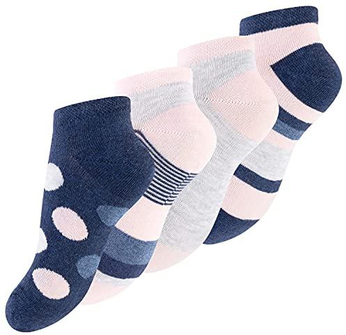 Cotton Prime 8 Paar Kinder Sneaker Socken Mädchen Baumwolle Bunte Kindersocken, Dots&Stripes, 31-34