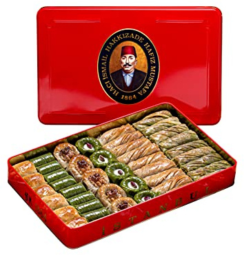 Hafiz Mustafa 1864 Istanbul Baklava Gebäckdose – Gebackene Baklava Dessertsnacks aus frischen Phyllo-Teigblättern, Pistazie, Haselnuss – Türkisches Süßigkeitentablett Geschenkideen für Geburtstag