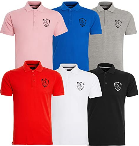 imporio 11® Men's Cotton Pique Polo Shirt Short Sleeve Summer Holidays Polo T-Shirt Top with Embroidery Logo UK Size Small - XL (X-Large, Black)