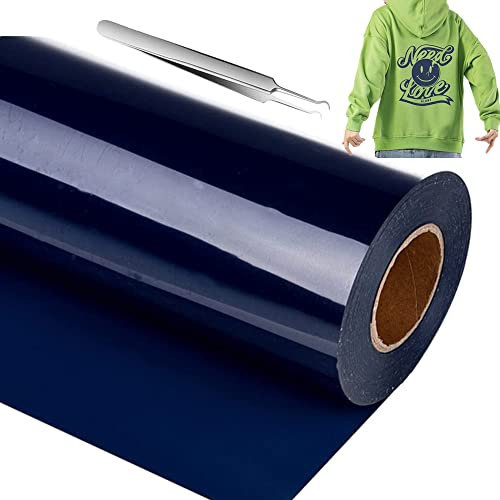 NCRGB Vinilo Textil Termoadhesivo Vinilo(Añadir Herramienta) Papel Transfer para Camisetas,Plotter de Corte,Vinilo Termoadhesivo Textil Fácil de cortar y Transferir (30.5×305cm, azul marino)