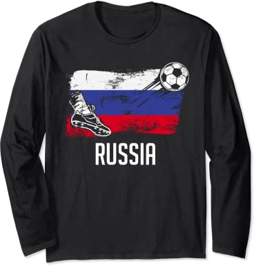 Russia Flag Jersey Russia Soccer Team Russia Langarmshirt