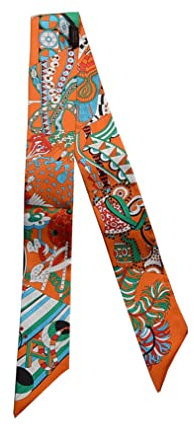 JERLA Unisex-Erwachsene Jar Haarschleife Seidenschal, B Orange, 33.5×1.97