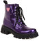 JIEEME Stivaletti da donna in pelle verniciata, con punta rotonda, con tacco medio, con gambo corto, realizzati a mano, Z38-11, Lilla, 36 EU