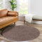 carpet city Shaggy Hochflor Teppich - Rund 160 cm - Braun - Langflor Wohnzimmerteppich - Einfarbig Uni Modern - Flauschig-Weiche Teppiche Schlafzimmer Deko
