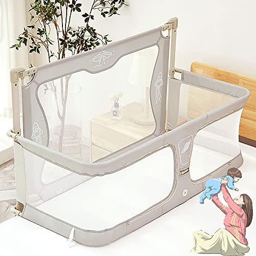 3 In 1 Babybett,120x50cm,Babywiege,baby Beistellbett,laufstall baby faltbar,baby Bett,Höhenverstellbares,mit Zubehör,atmungsaktives und sichtbares Netzfenster Und weicher, waschbarer Futterbezug ( Col