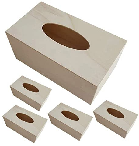 Cabilock 5er-Box DIY Taschentuch Box Papierhandtuchbox Spenderbox Für Taschentücher Unvollendete Taschentuchbox Holz Taschentuchbox Selber Machen Feuchttücher Bambus Leer Kind Serviette
