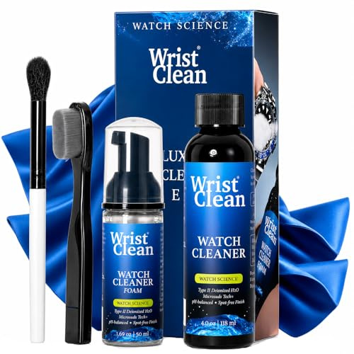 WristClean Kit de limpieza de relojes de lujo, repuesto de espuma para limpiar relojes, incluye paño limpiador de joyas, cepillo de limpieza suave para joyas, (paquete de 1), 2 x 10, 1 unidad, 4 onzas