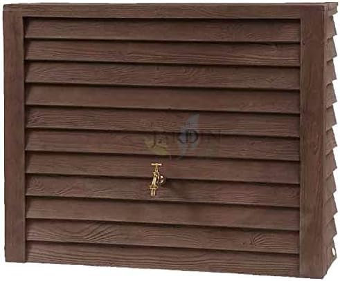 Serbatoio in polietilene da 350 litri. Parete Woody marrone scuro. Rubinetto incluso. Dimensioni: Larghezza 124 cm, Profondità 40 cm, Altezza 100 cm
