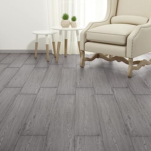 ZEYUAN PVC-Laminat Nicht Selbstklebend 4,46 m² 3 mm Dunkelgrau, Fliesenfolie, Laminatboden, Küchenrückwand Folie, Bodenbelag Selbstklebend, Wandverkleidung, Deckenpaneele