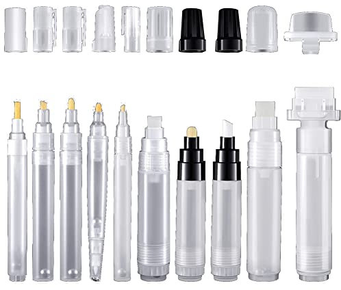 JIVIMOCO 10 BolíGrafos de Pintura Recargables, Rotuladores de Pintura de Varilla VacíA, Marcador de Pintura AcríLica VacíO Recargable para Suministros de Arte