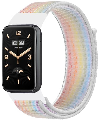 FYISWHO Nylon Armbänder für Xiaomi Smart Band 7 Pro,Sport Armband Uhrenarmband,Ersatzarmband für Xiaomi Smart Band 7 Pro (LightRainbow)