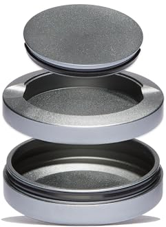 ZUMIQ Elegante Pouch Dose aus Aluminium mit 2 Fächern zur Aufbewahrung für Kräuter, Snus, Pillen, Pouches, Gewürze (grau)