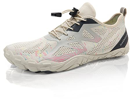 IceUnicorn Chaussures pieds nus pour homme et femme - Chaussures de trail - Chaussures de fitness - En tricot - Minimalistes - Large boîte à orteils (42NewBeige, 39EU), beige, 39 EU