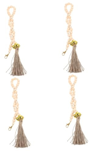 Kisangel 4pcs Pet Bells Dog Training Doorbell Wear-resistant Dog Door Natural Beads Bell