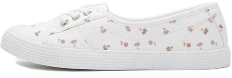 Lilley Phoebe Womens White Flower Print Canvas - Size 5 UK - White