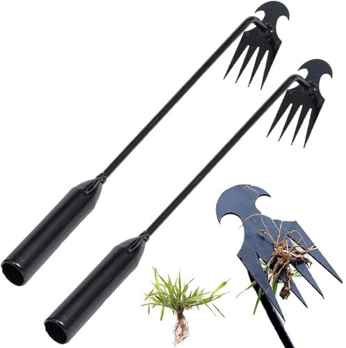 wodehahagou 2 Pcs Weeding Tool Multi Purpose Garden Weeder Tool Stand Up Garden Tools Portable Weed Remover Tool Uprooting Weeding Tool for Gardening Black Handle