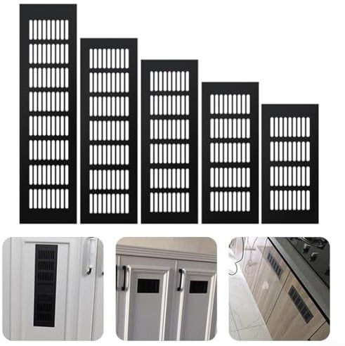 60Mm Air Vent Cover, Aluminium Rectangular Cabinet Wardrobe Air Vent Grille Ventilation-Cover, For Door, Wardrobe, Radiator(60x200mm)