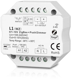 LED AC100-240V 0/1-10V Zigbee Push Dimmer Tuya APP Voice Control 2.4GHz RF, L1(WZ)