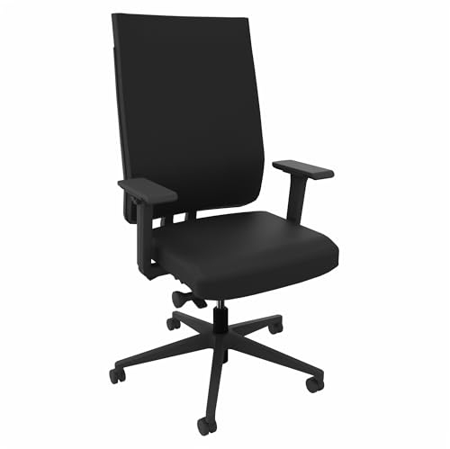 Viasit F1, Ergonomischer Bürostuhl mit hoher höhenverstellbarer Rückenlehne, Sitzhöhenverstellung und Synchro-Mechanik (Schwarz)