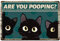 CREATCABIN Panneau Métal Forme Chat Noir pour Décoration Murale Salle Bain,Panneau Étain Vintage are You Pooping,Plaque Peinture Rétro Fer Suspendre,Décoration Murale,Affichage pour Toilettes,30x20cm