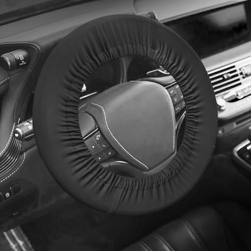 Jiusely Black Universal Car Steering Wheel Cover, 14.5-15 Inch, Oxford Cloth