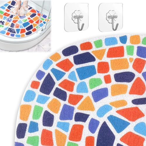 Tappeto per Doccia Angolare, Tappeto Bagno Morbido PVC Tappetino, Tappetino Doccia Angolare Antiscivolo 60 x 60 cm, Tappeto da Bagno Curvo a Consistenza con Drenaggio, per Bagno e Aree Umide