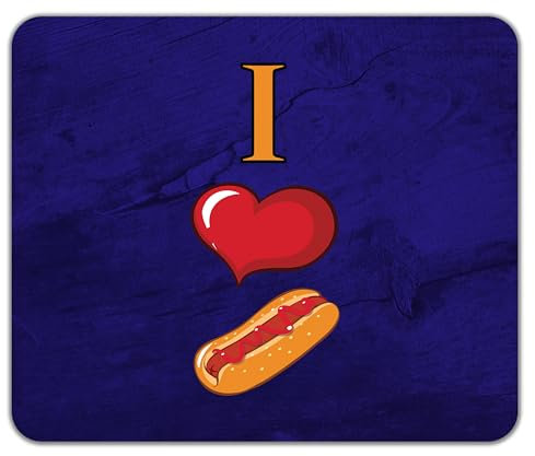 Shopagift I Love Hot Dogs Mouse Mat Pad Sausage Bun Mustard Ketchup 24cm x 19cm