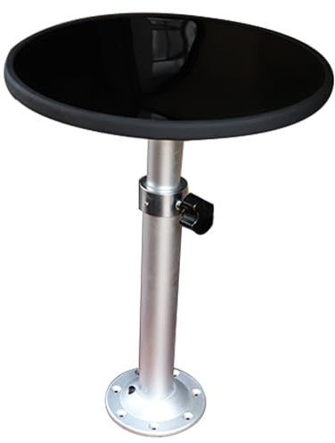WPWSDWMX Teleskop Tischbein aus Aluminiumlegierung, Wohnmobiltische, Runde Platte mit 45 cm Durchmesser, Höhenverstellung 51–81 cm, Hubtisch Wohnwagen, Kompatibel mit Boot, Yacht, Wohnmobil(Negro)