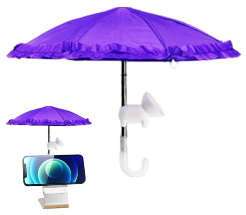 Phone Umbrella for Sun,Anti-Reflective Phone Sun Shade Umbrella Stand | Suction Cup Cell Phone Sunshade, Phone Umbrella Phone Sun Shade Umbrella Stand for Vocation, Purple, Refer to description