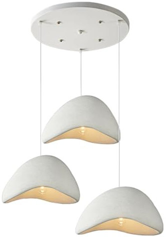 HEYUN Kreative Wabi-sabi Pendelleuchte E27 Weißer Polyethylen-Kronleuchter Moderne Esstisch Hängeleuchte 3-flammig Innenbeleuchtung Verstellbare Heimdekoration Für Esszimmer Küche Inselleuchte(B1)