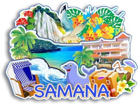 Quwsne Kühlschrankmagnet Samana Dominikanische Republik Kühlschrankmagnet Stadt Reise Souvenirs Touristengeschenke 3D klassische Sehenswürdigkeiten handgefertigt Handwerk Heimdekoration 2122