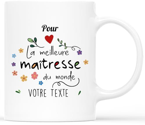𝗖𝗔𝗗𝗘𝗔𝗨 𝗣𝗟𝗨𝗦 Mug - Mug Pour La Meilleure Maîtresse Du Monde - Cadeau personnalisé maitresse, cadeau maîtresse, mug personnalisé merci maitresse, tasse maitresse d'école